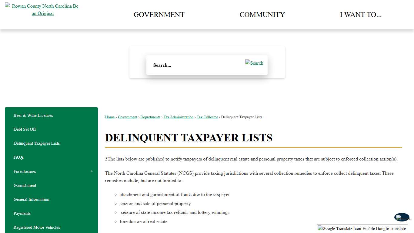 Delinquent Taxpayer Lists Rowan County